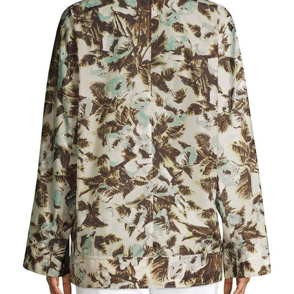 Lafayette 148 Baylor Palm Print‎ Hawaii Zip Tech Cloth Coat Windbreaker Jacket - Picture 4 of 5